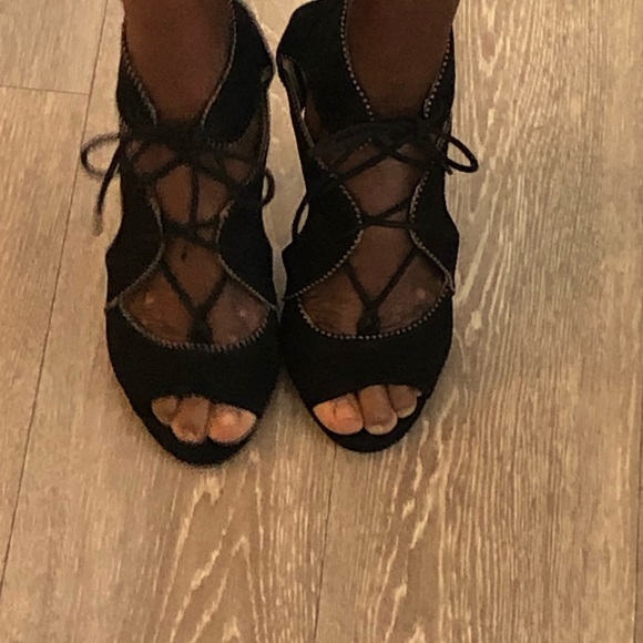 Nine West black lace up  suede Heels $76 Size 7:5 - Picture 7 of 9